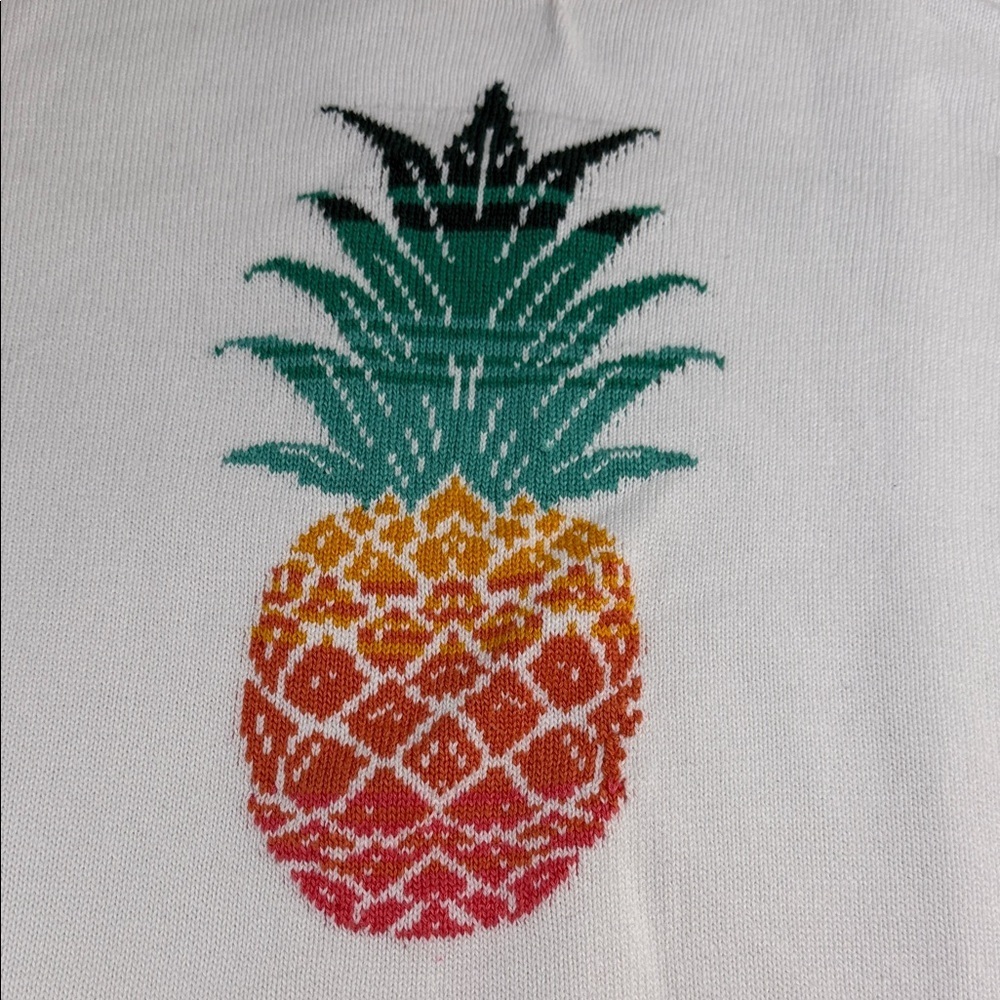 LOFT White Sweater with Vibrant Pineapple Motif - Picture 3 of 7